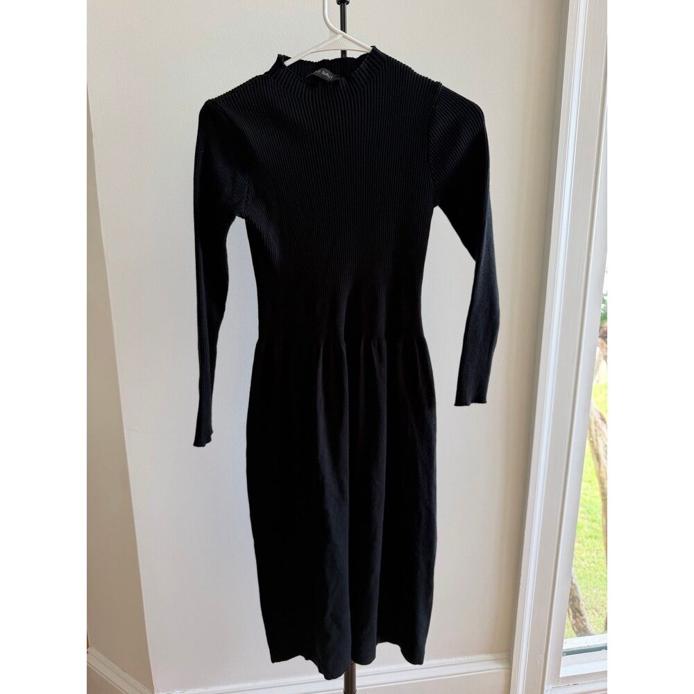 Aly Daly Mockneck Ribbed Black Sweater Dress Size 8